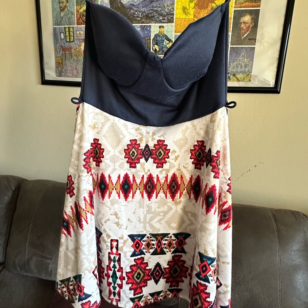 Tribal Print Strapless Dress